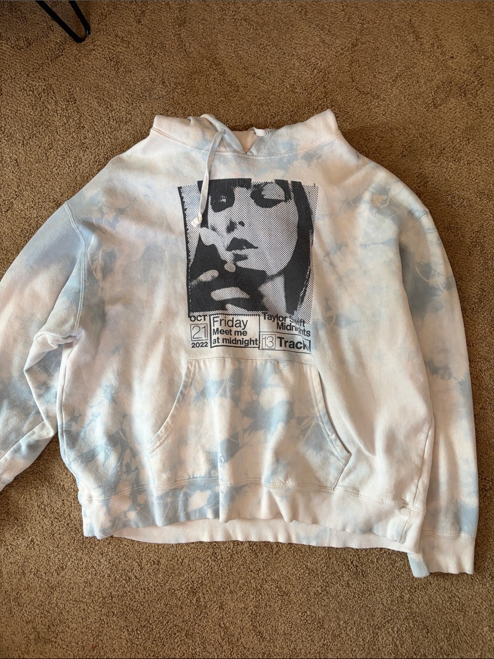 Taylor Swift Midnights Tie-Dye Graphic Hoodie with Face Print